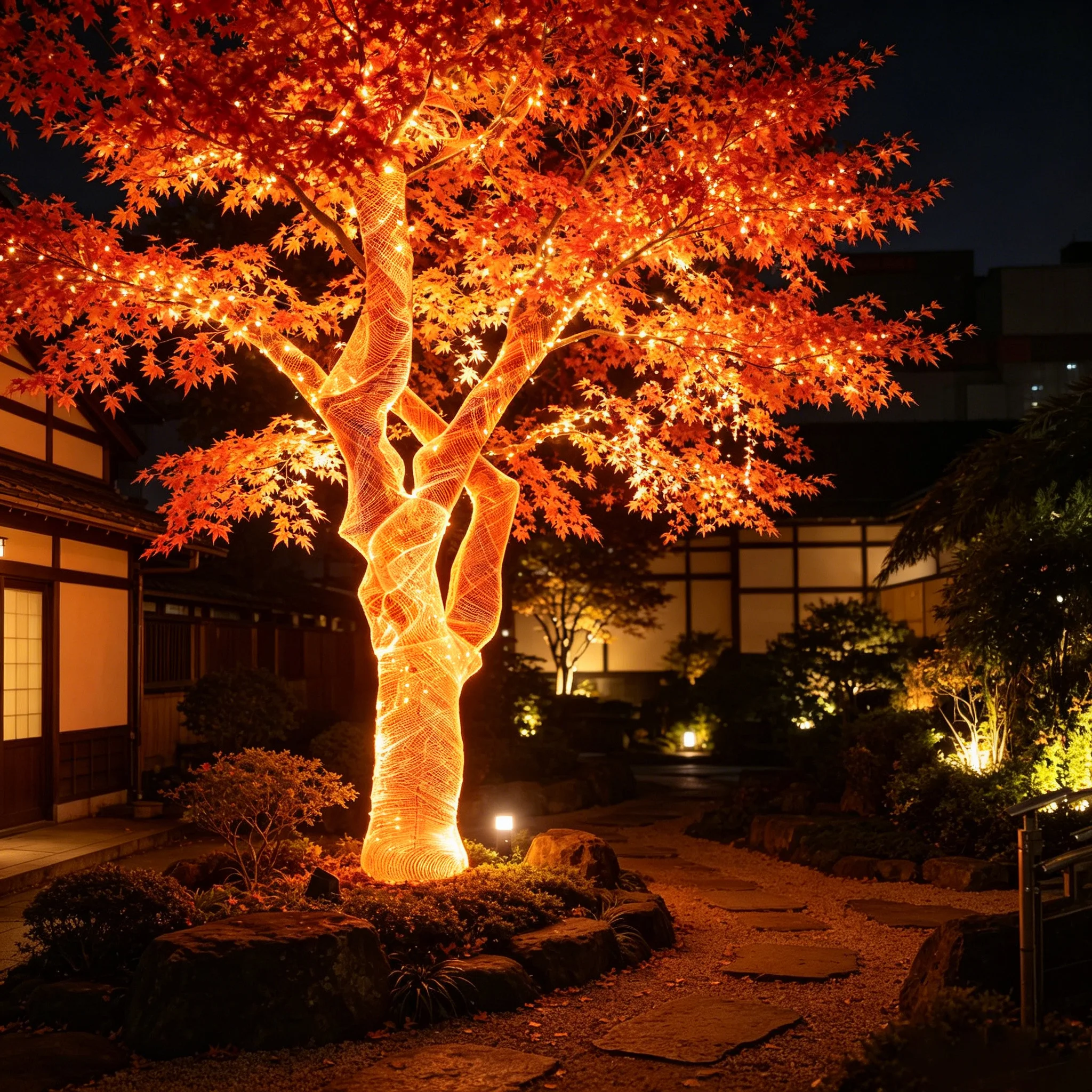 Outdoor Waterproof LED Fiber Optic Tree Lamp - RGB Decorative