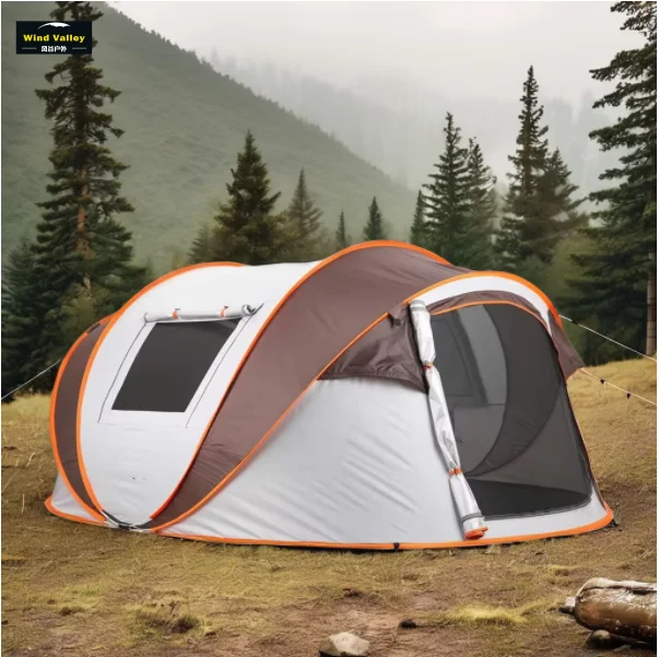 Wind Valley Een-slaapkamer Uitgebreide Tipe Outomatiese Pop-up Tent vir Kampeer, Vier Seisoen Waterdig Oxford Stel, Draagbaar en Voubaar