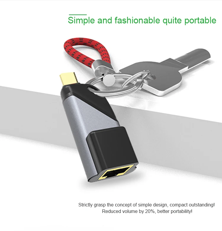 
Портативный Ethernet-адаптер 10M/100M/1000M USB Type-C Gigabit 