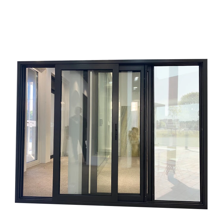Black Big Aluminum Sliding Stacking Door With Three Track Sliding Door