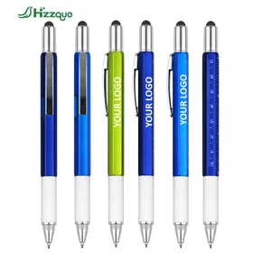 Custom Logo Multifunctional Ballpoint Pens Stylish Plastic Banner Pen Centimetre-Inch Markings 1.0mm Writing Promotional Gift