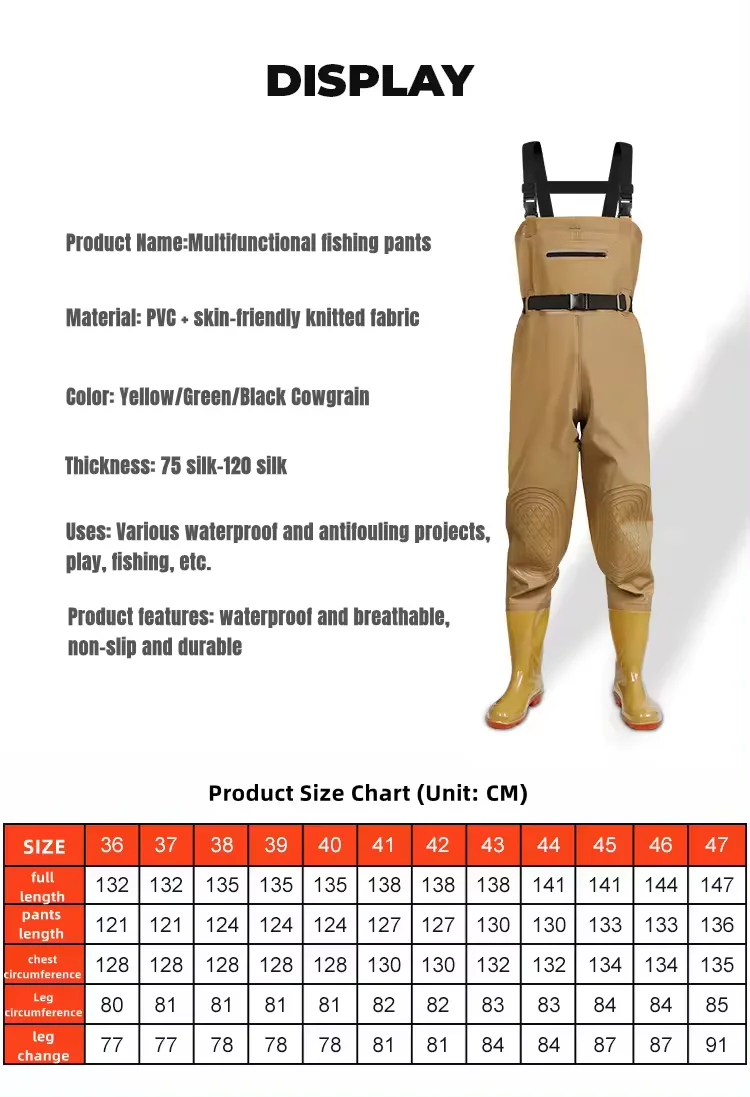Custom Wholesale Thickened PVC Fishing Chest Waders Waterproof Fly Fishing Waders Custom Thigh Fishi