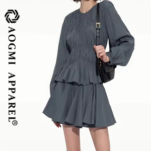 Couture Fashion Korean Style Women's Loose Fit Long Sleeve Textured Ruffle Eco-Friendly Chiffon Office Blouse