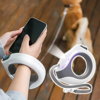Alternative view of Rechargeable LED Flashlight UFO 10FT Hands Free Automatic Retractable Pet  Dog Walking Leash with LED Light
