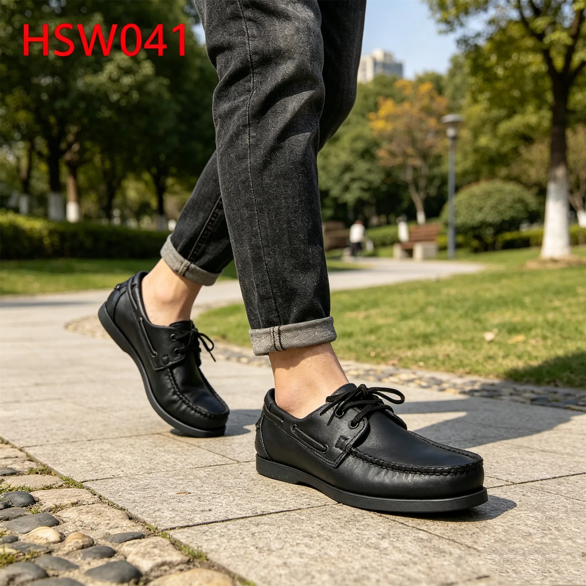 HY Portugal Market Authentic Cowhide Handmade Unisex Classic Driving Boat Shoes Rubber Outsole Size 27-47 Durable HSW041