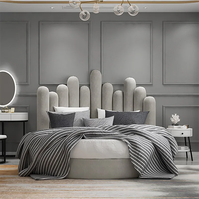 Modern King Size Round Bed Frame Full Frame Luxury Bed Room Classic