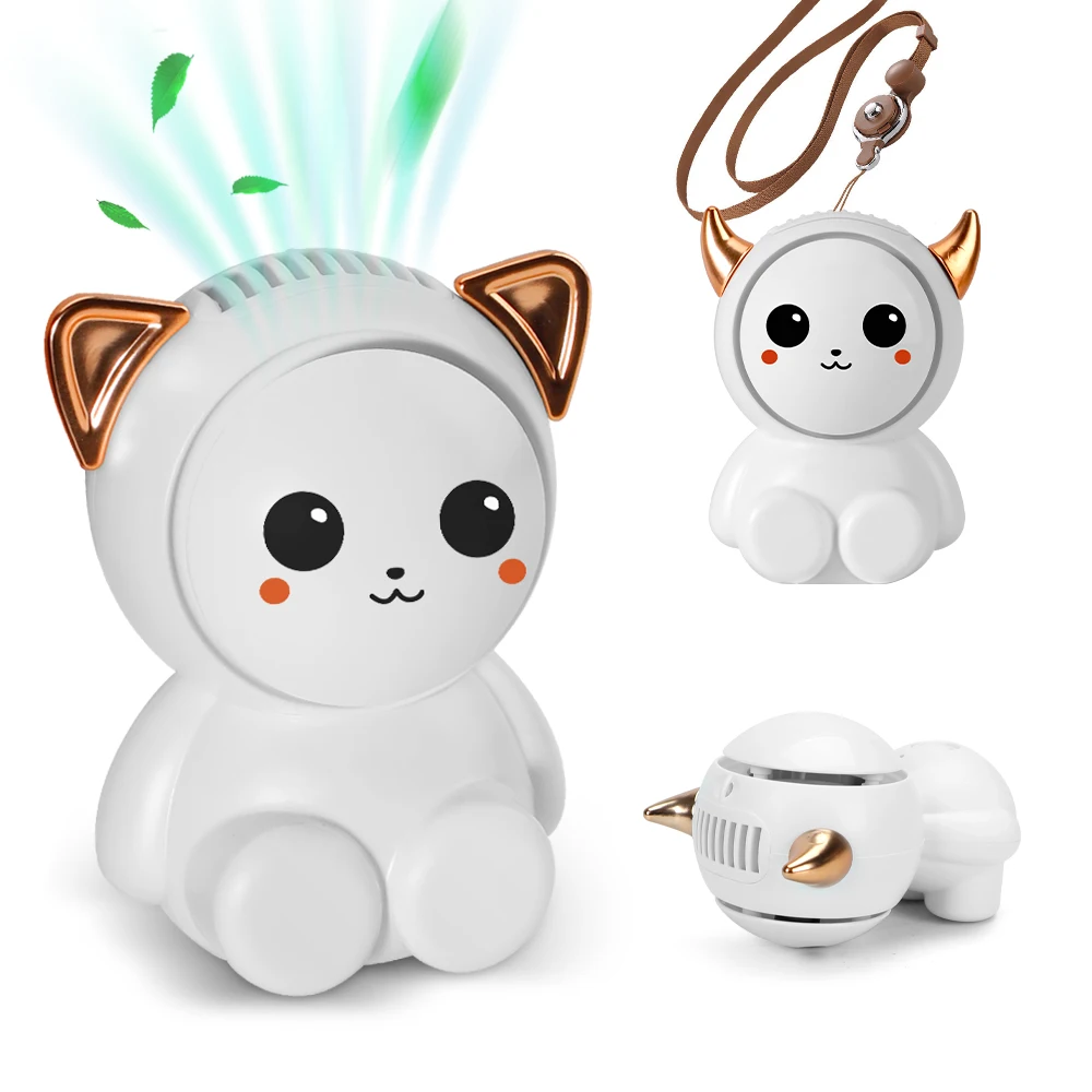 500mAh Mini Cute Beer Electric Fan Cooling Bladeless Mini Portable Rechargeable Eyelashes Fan Outdoor Hanging Neck Fan