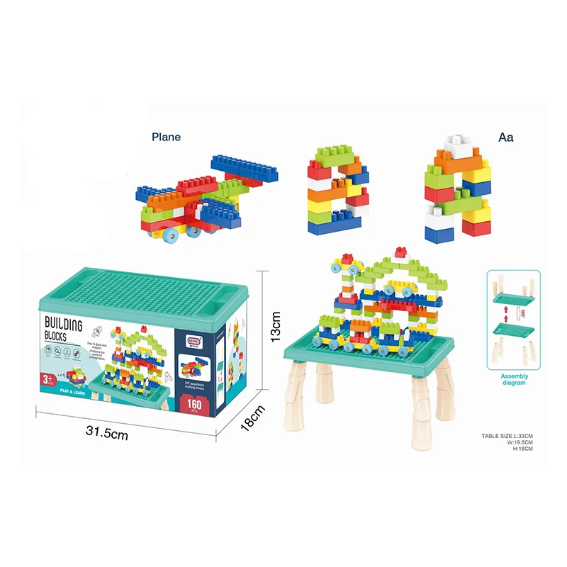 160pcs Diy Educational  Building Block Table Toy for Kids