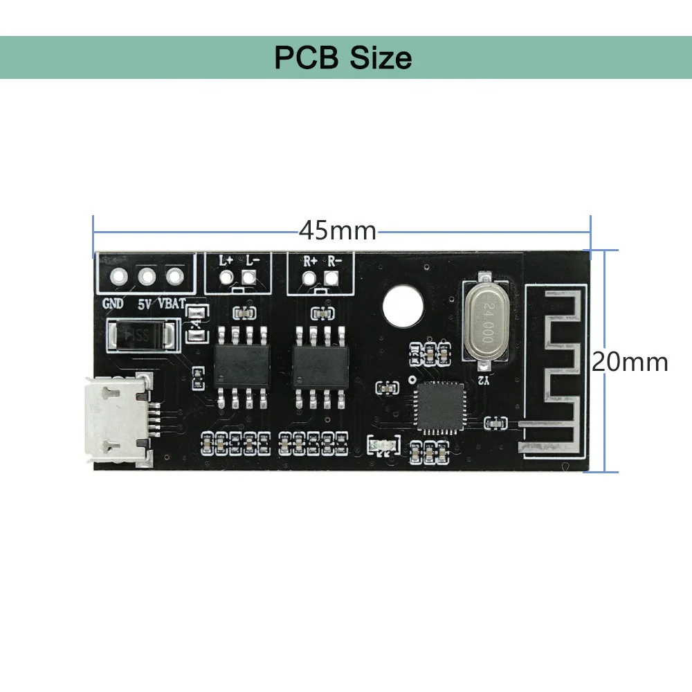 JQ M005 Bluetooth Amplifier Board MP3 Player Bluetooth Module 2X3W Recharge 3.7V Battery