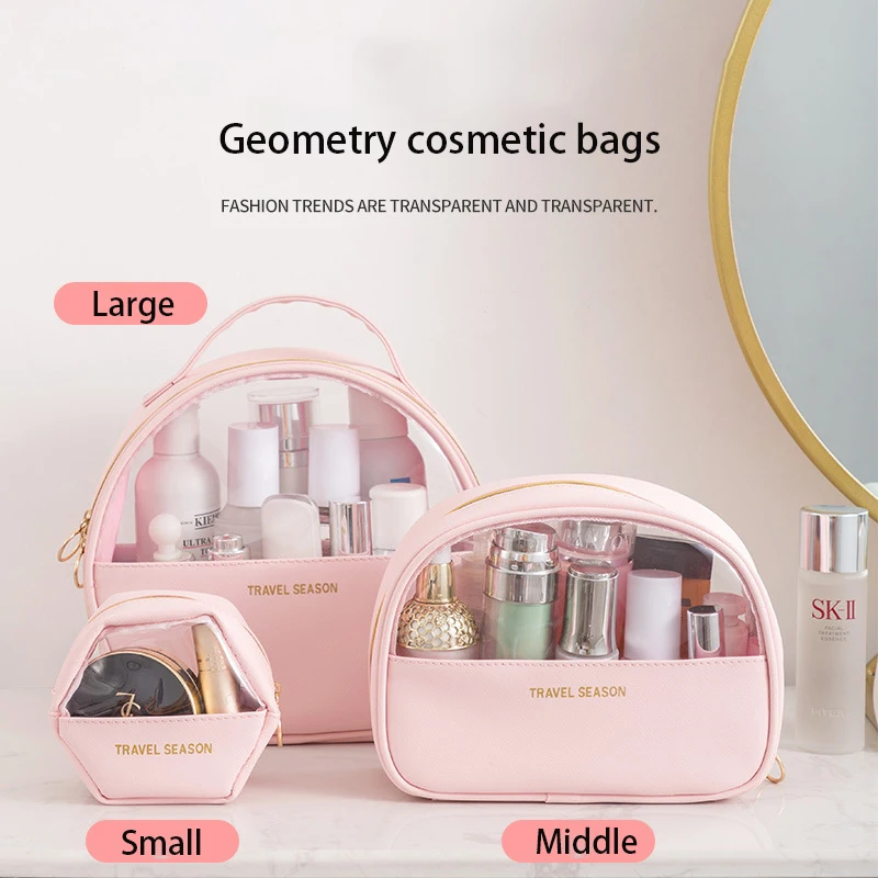 Pu Leather Easy Carry Clear Waterproof Makeup Cosmetic Bags & Cases ...