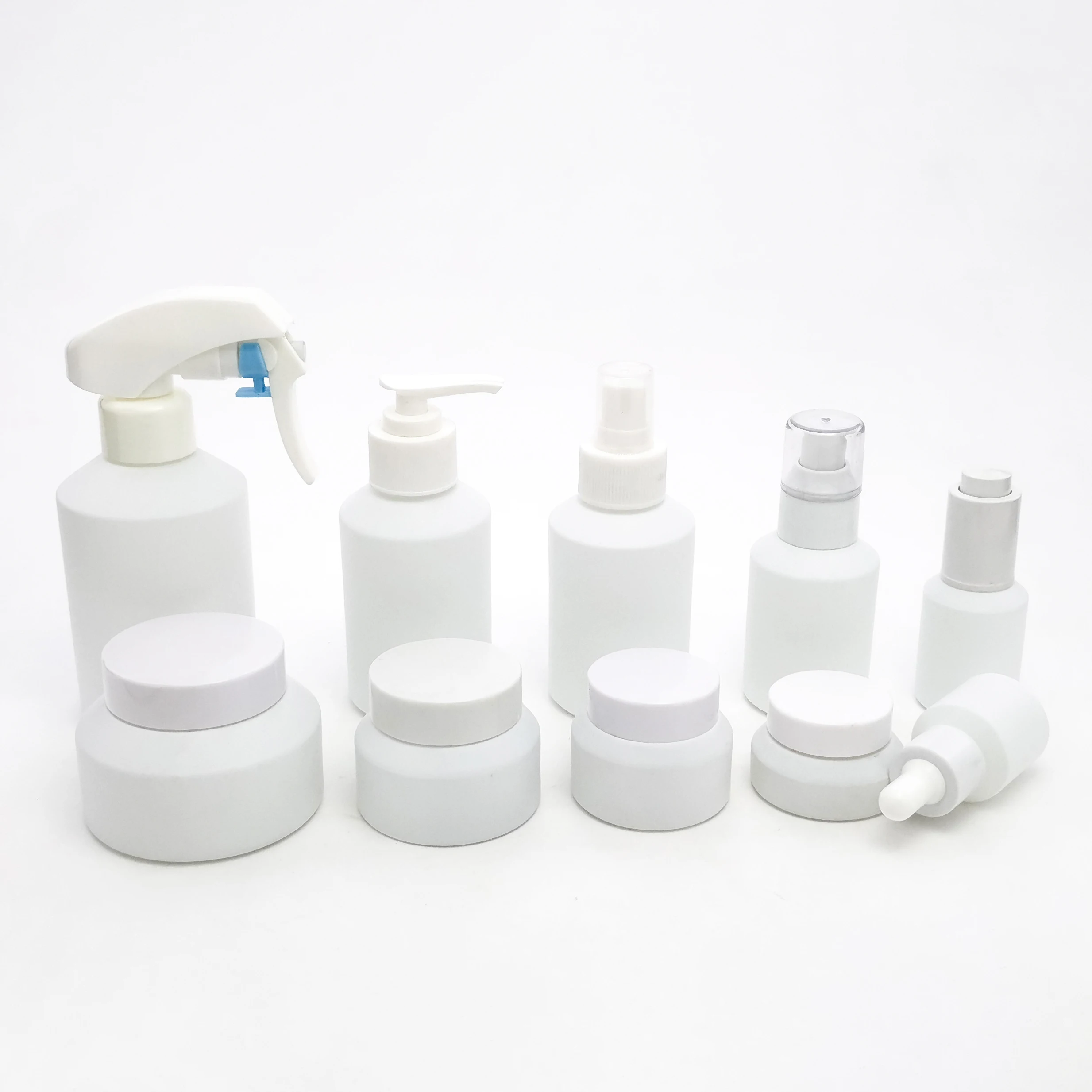 Wholesale Cosmetics Container and Packaging Matte Frosted Olive Green Cosmetic Bottle Glass Jars and Bottles