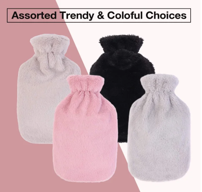 Hot Water Bottle With Fleece Cover Winter Rubber Hot Water Bag For