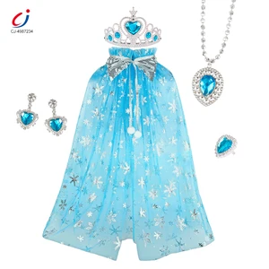 Chengji Kids Princesses Clothes Wholesale Christmas Cloak Crown Necklace Dress up Pretend Play Cosplay Costume Toys