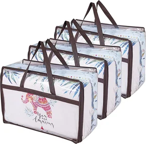 Factory Stock (3-Pack) Closet Organizer Vinyl Bag for Bedding, Linen, Blankets, Comforters Clear Zippered Storage Bags
