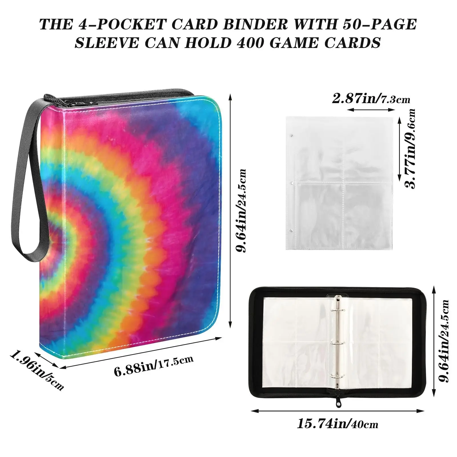 MIO Custom Trading Card Binder Sleeves Tie Dye Swirl 4 Pockets PU Card  Album for Business Cards