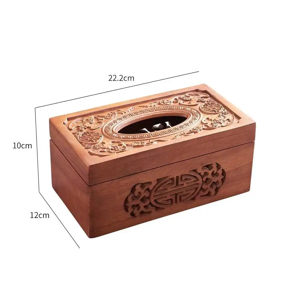 Chinese Style Classical Wooden Tissue Box Hollow Carving Craftsmanship with Lid Napkins Tissue Box Classical Home Decor Gifts