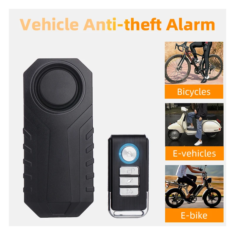 113dB Wireless Waterproof Security Cycling Bike Alarm Anti Theft Vibration Sensor with Remote for Door and Motorcycle Bicycle