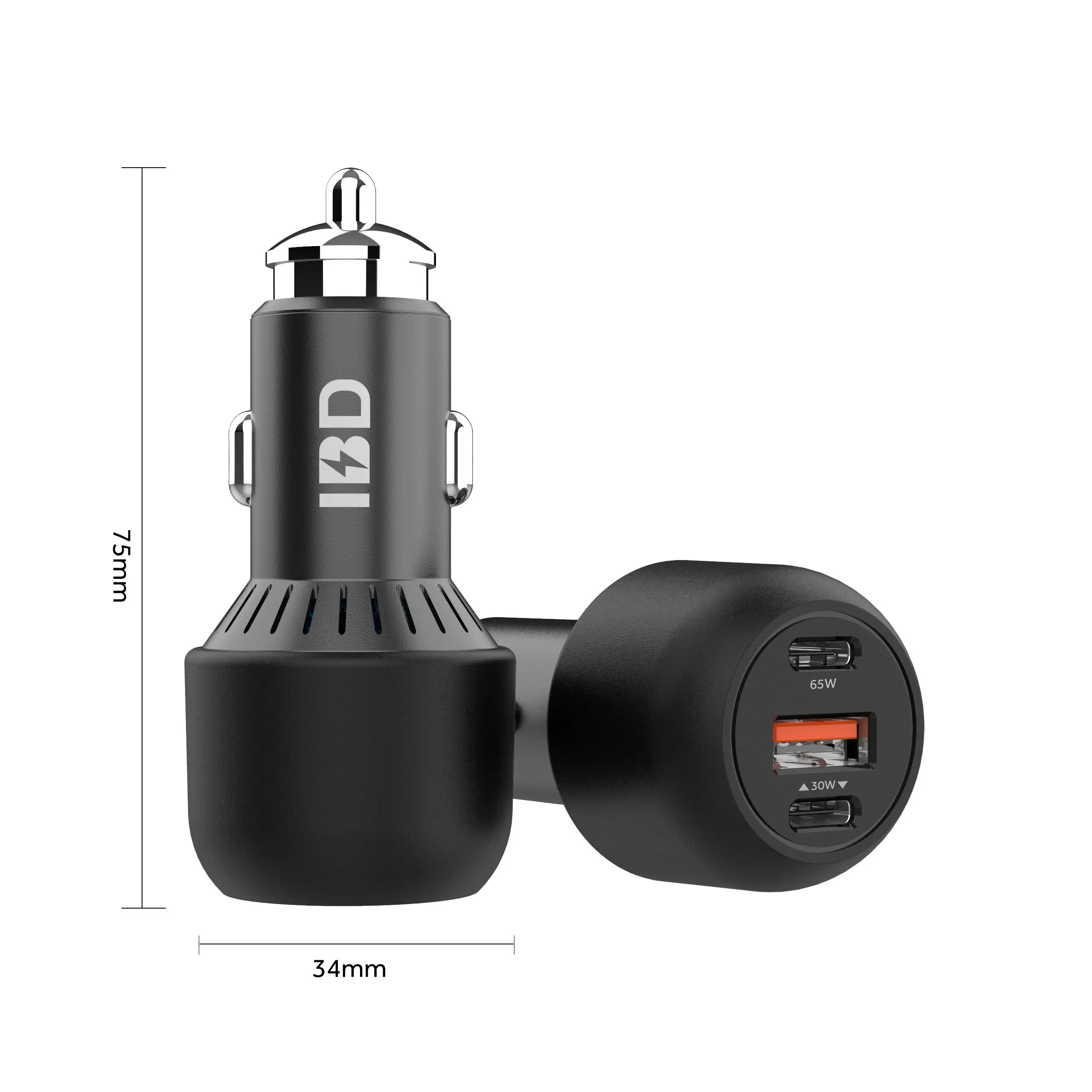 
IBD 95W индивидуальная модель наивысшей мощности Type-C PD 65W зарядное usb-устройство для автомобиля QC3.0 быстрое зарядное устройство со светодиодной подсветкой из 30 Вт мобильное автомобильное зарядное устройство 