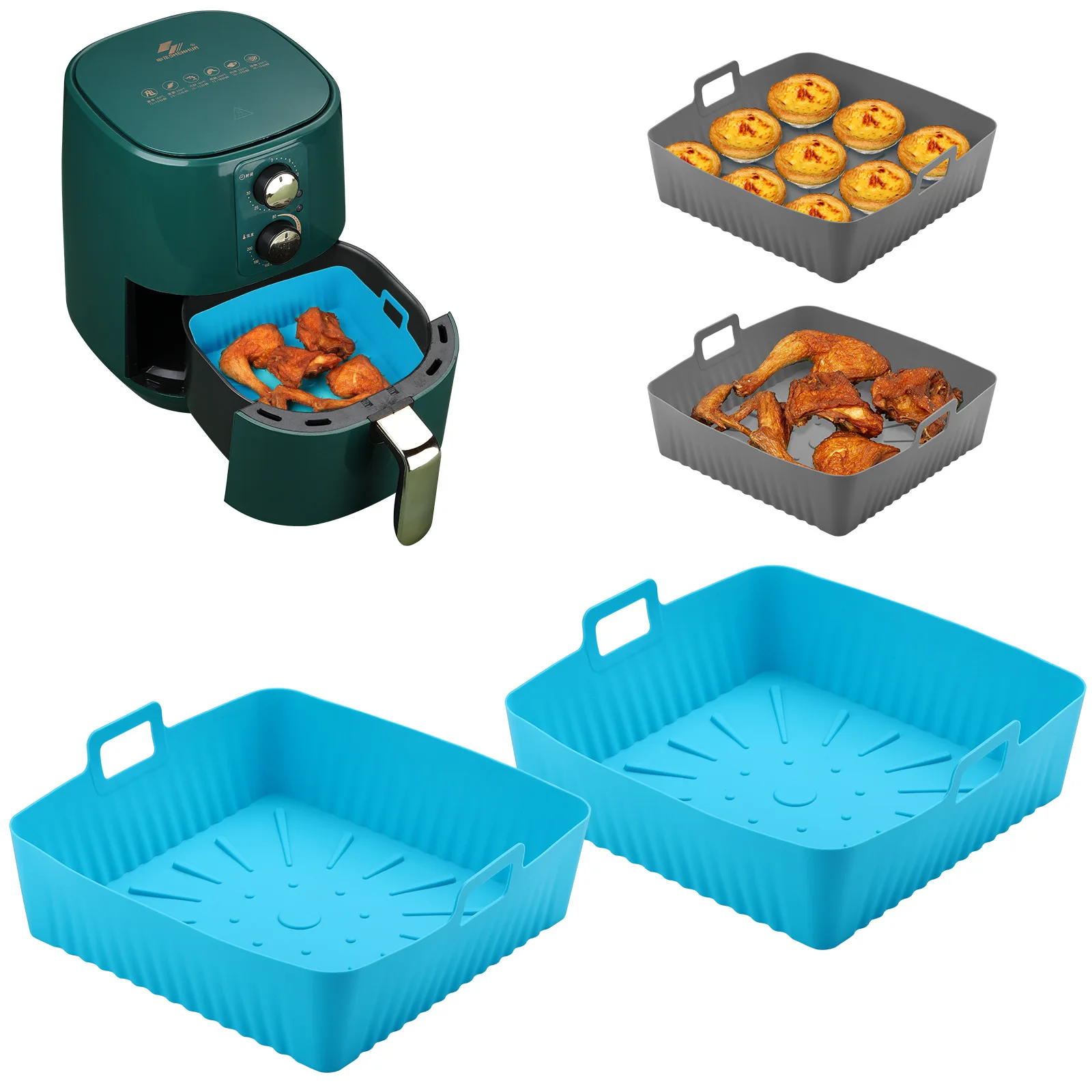 New Square Silicone Baking Mat & Tray for Air Fryer Oven Barbecue-Sustainable Oil-Proof Easy-To-Clean Large Size manufacture