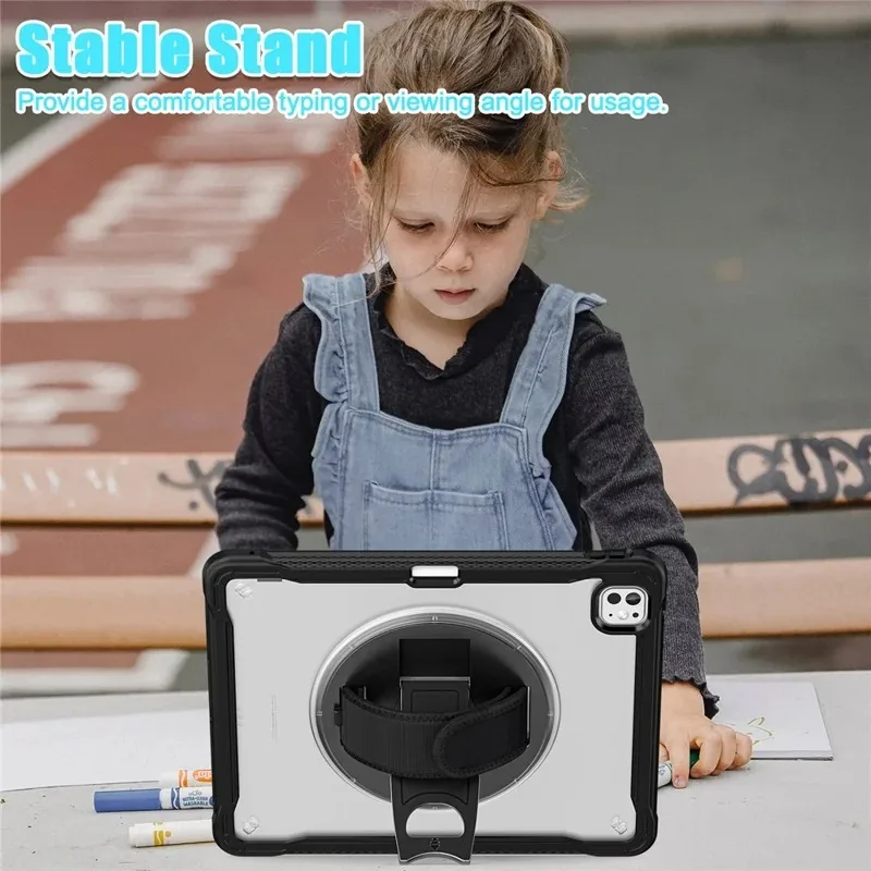 product for ipad pro 13 2025  2024 case stand pctpusilicone  anti fall stable stand with rotating hand strap double layer design-10