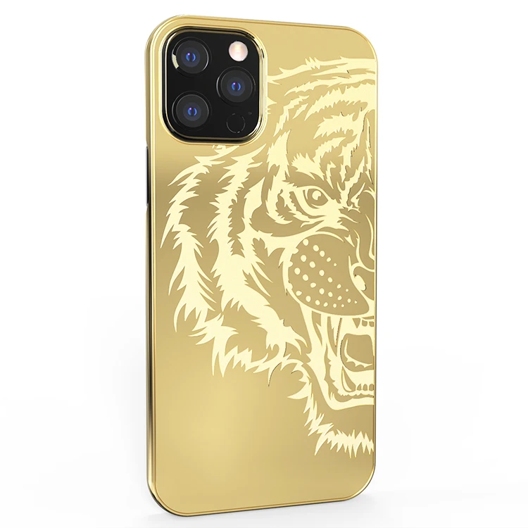 Customizable pattern logo texture plastic protective case gold plated luxury mobile phone case for iPhone