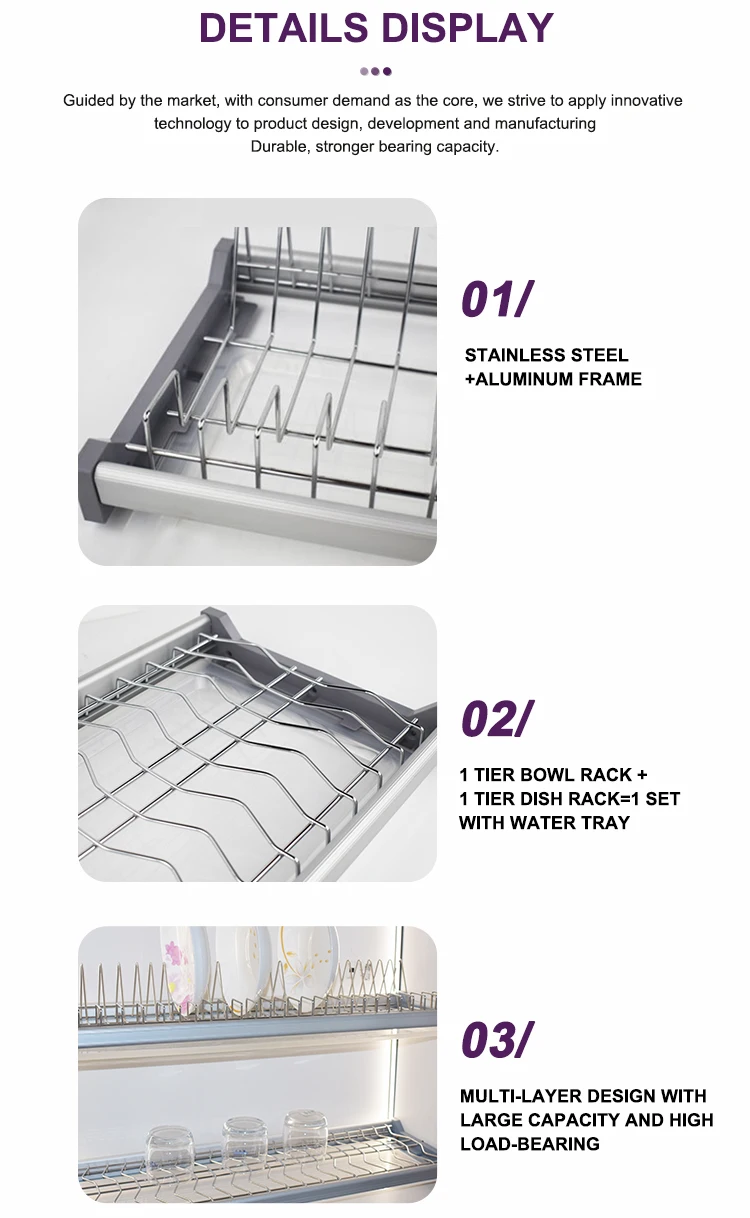 2 Tier Hanging Dish Rack - Stainless Steel Kitchen Organizer