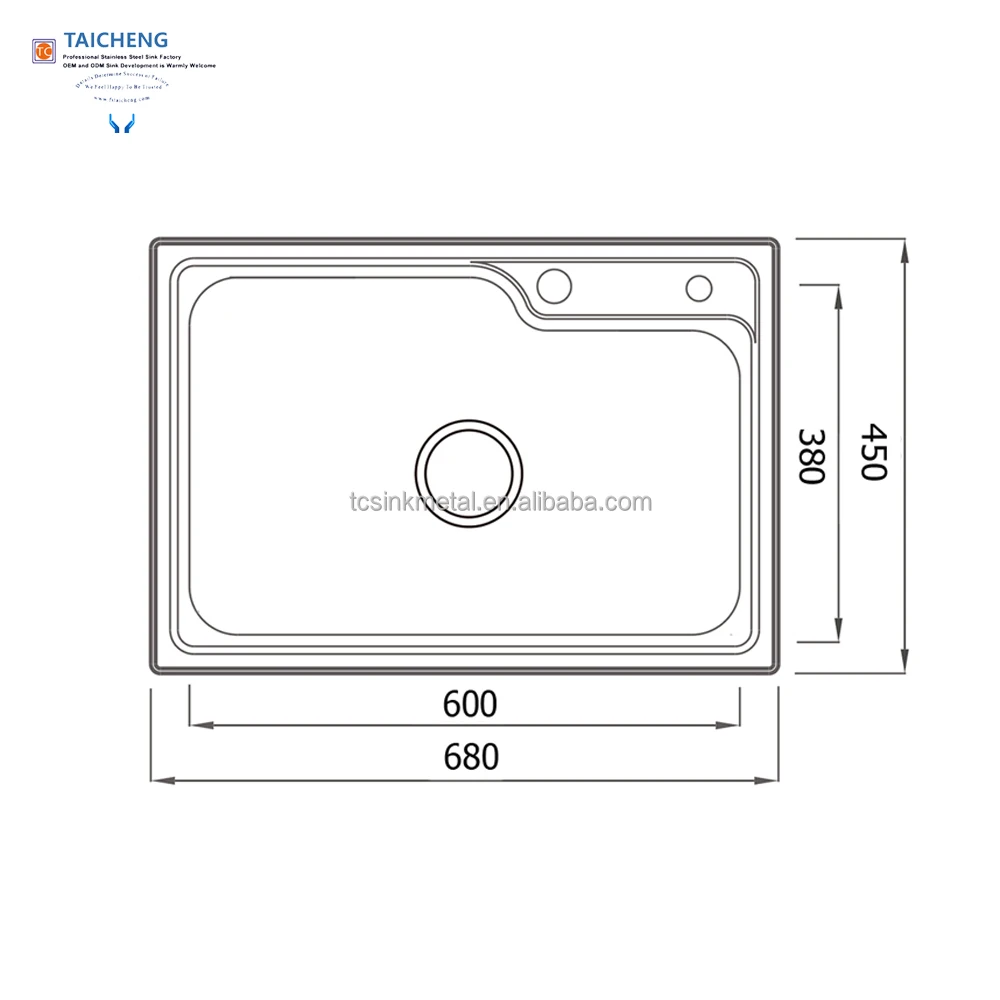 680x450mm Pakistan Design Rectangular Above Counter Stainless Steel Single Bowl Kitchen Sink Without Faucet