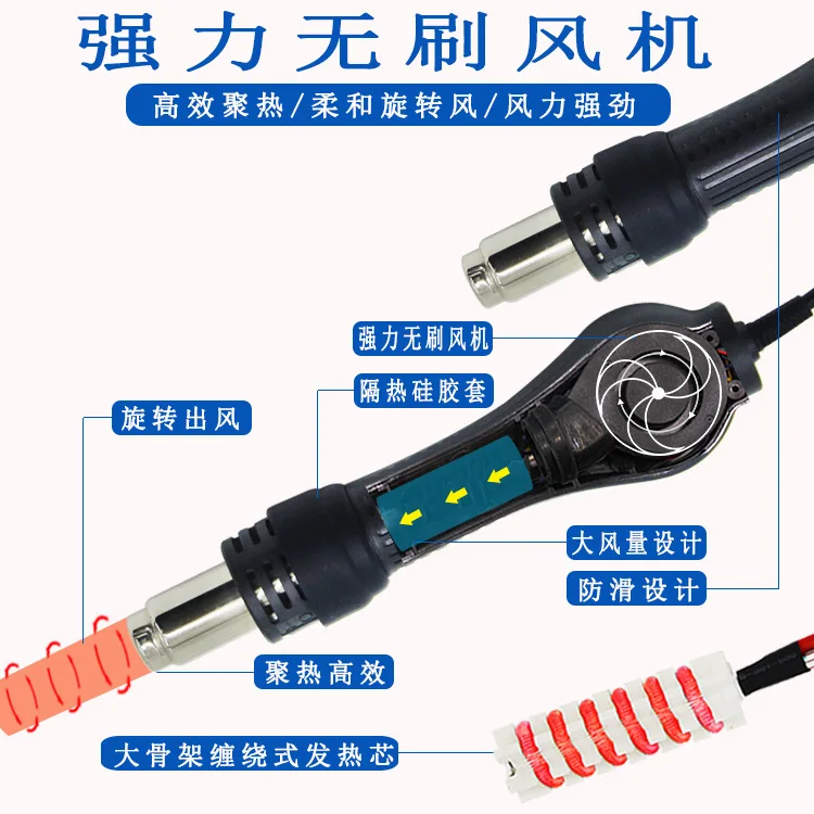 Aojiw H7 Professional Upgraded High Power Hot Air Soldering Station Phone Repair Disassemble Easily Desoldering SMD Rework Table Phone Repair Tools Equipment
