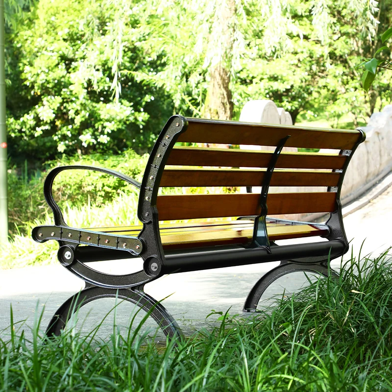 Factory Wholesale Outdoor Furniture Bench Chair Durable Pine Wood Garden Street Cast aluminium Seating Bench factory