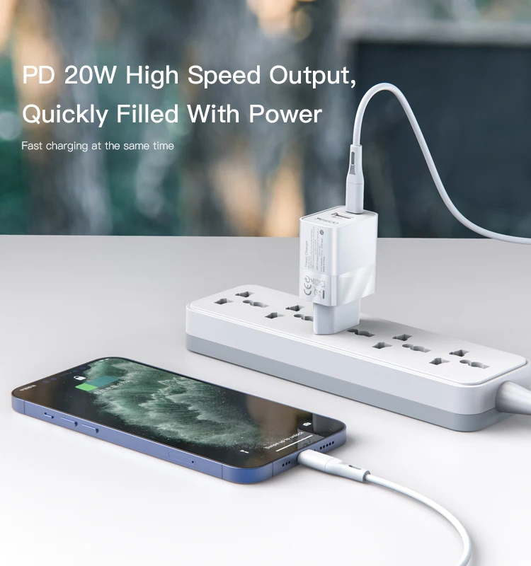 YC32 YESIDO Dual Port Multifunction Portable Wall USB and PD Type-C Max 20W Charger & Adapter