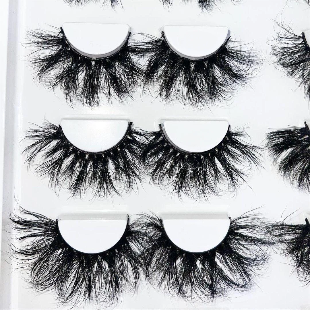 Luxury Grade 3d 6d Full Strip 25mm Fluffy Mink Lashes Reusable Mink False Eyelashes With Lashes 4313