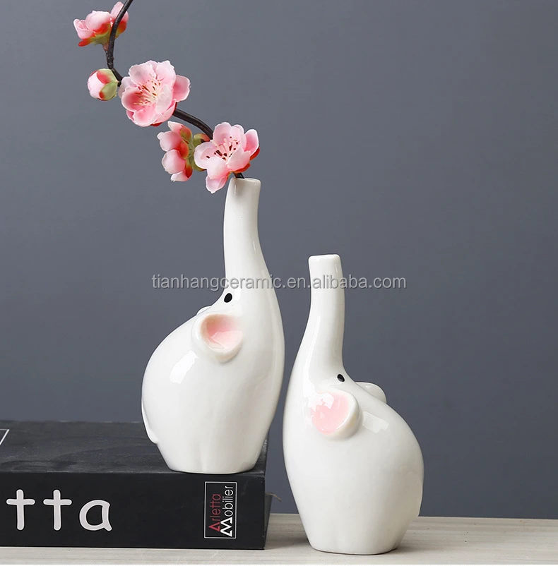 Modern living room wedding gift cute elephant porcelain flower pot nordic ceramic vase for home decor.jpg