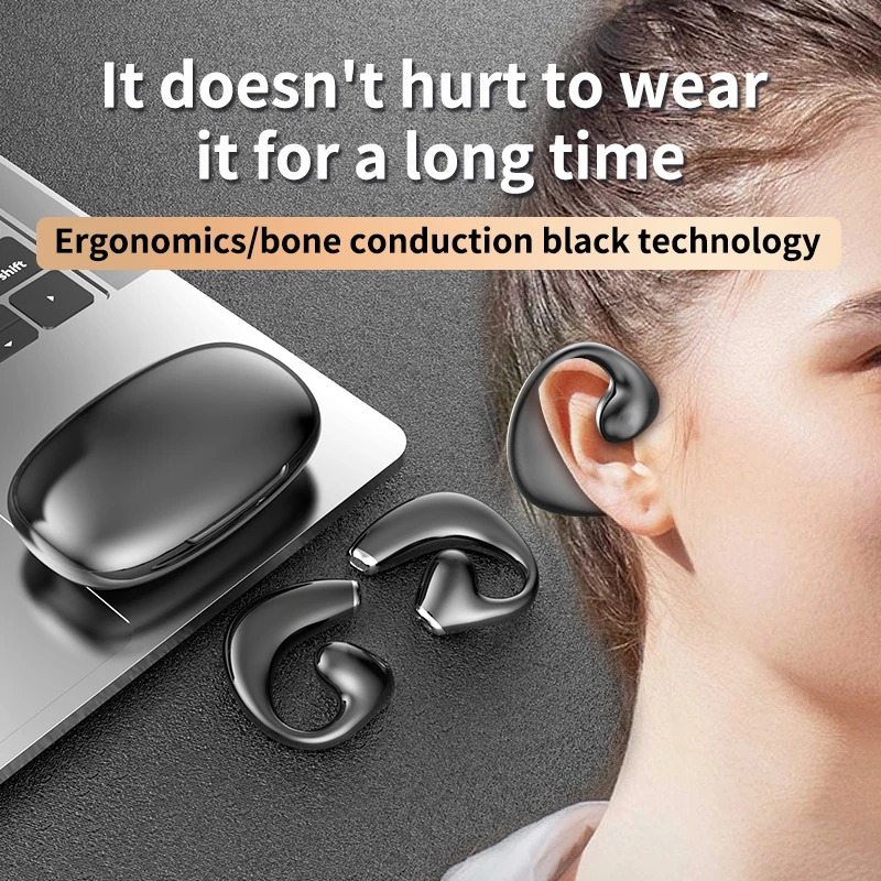 Jr02 Ear Clip Air Conduction Earbuds Ear Hook Wireless Outdoor Sports Tws Earphones Open Ear Headphones