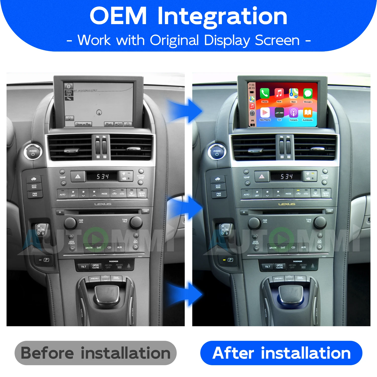 レクサスHS250h 2009-2018 OEMスクリーンアップグレード用ワイヤレス