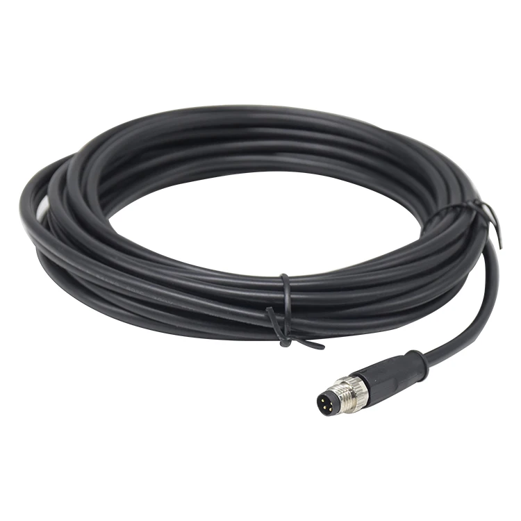 M8 Connector Cable A Code Sensor PVC Molding Un-shielding Circular Straight Male 4 Pin Plug Ip67 Waterproof