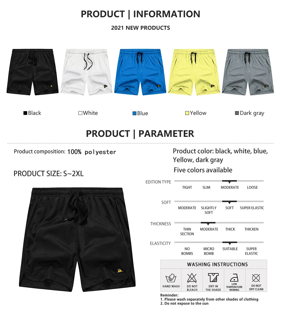 Summer Casual Loose Skateboard Sports Jogger Pants New Quick Dry Breathable Running 5 Solid Color Men's Shorts378_voghion.com
