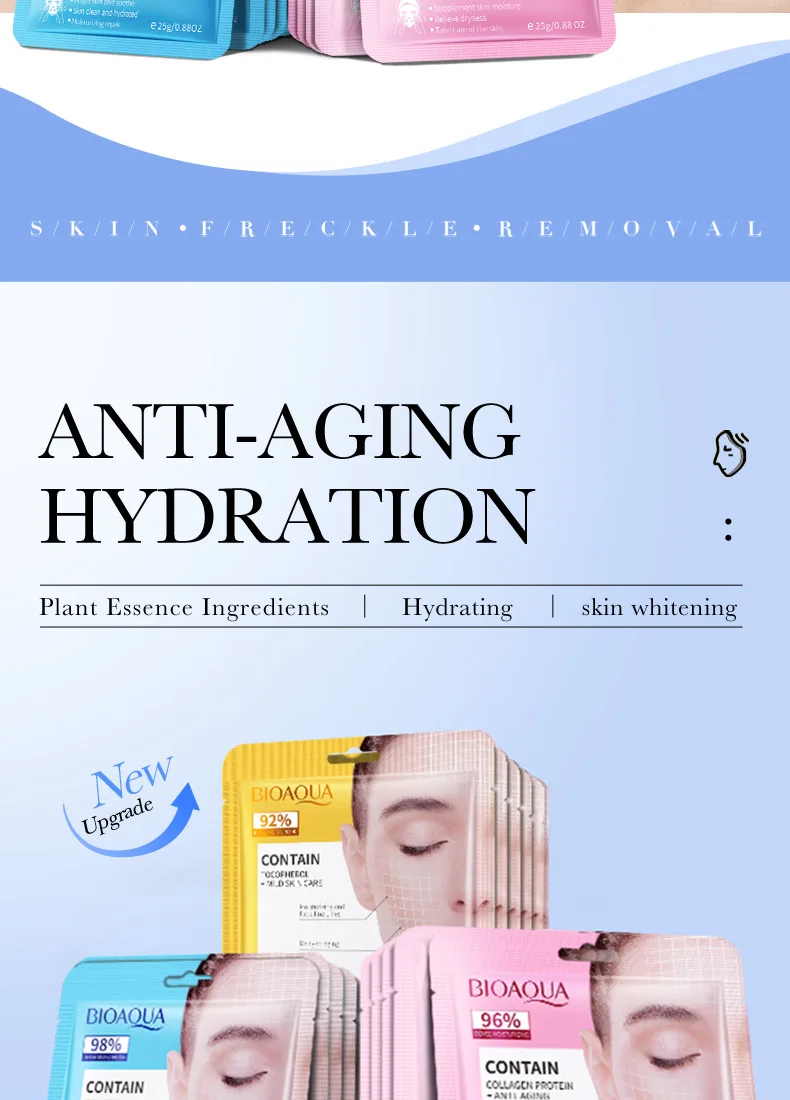 Beauty Product BIOAQUA Private Label Korean Skin Care Facial Mask Whitening and Moisturizing Hyaluronic Acid Sheet Mask