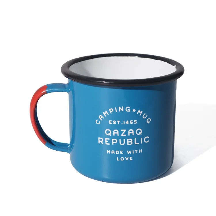 Custom Retro Enamel Cup Manufacturer Thickened Curled Enamel Mug Enamel