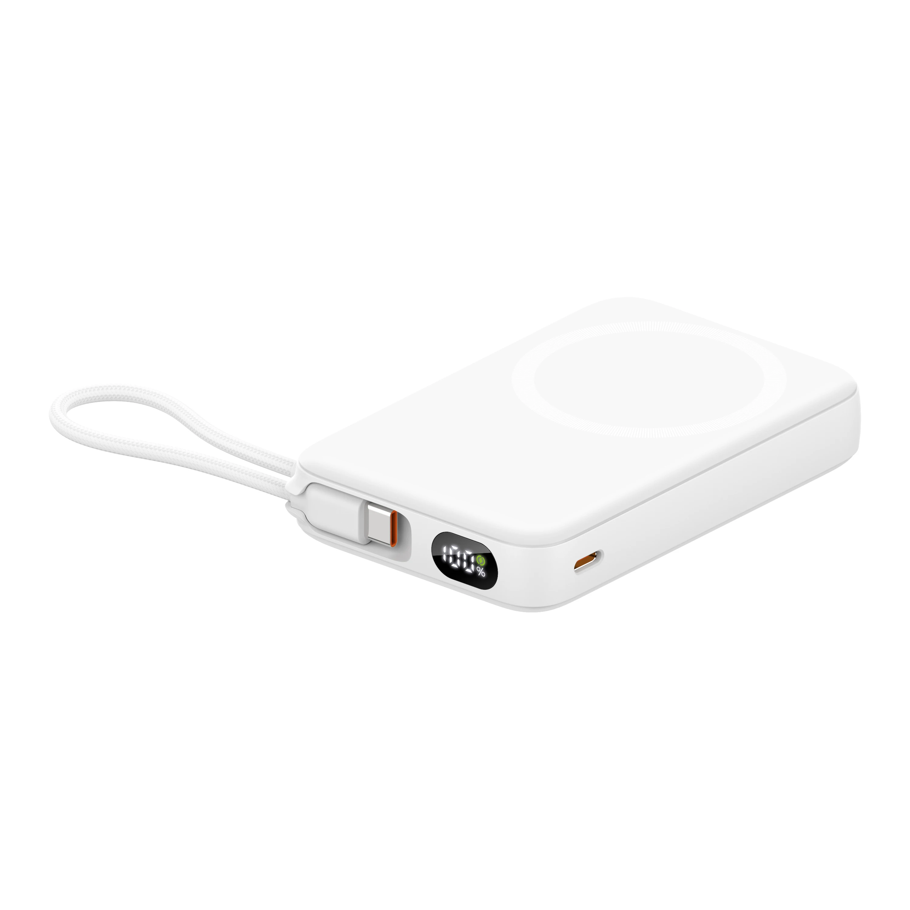 Magnetic Power Bank 10000mAh Built-in Type-C Cable 20W Digital Display Portable Charger PB191-C Compatible with iPhone 17/16/15