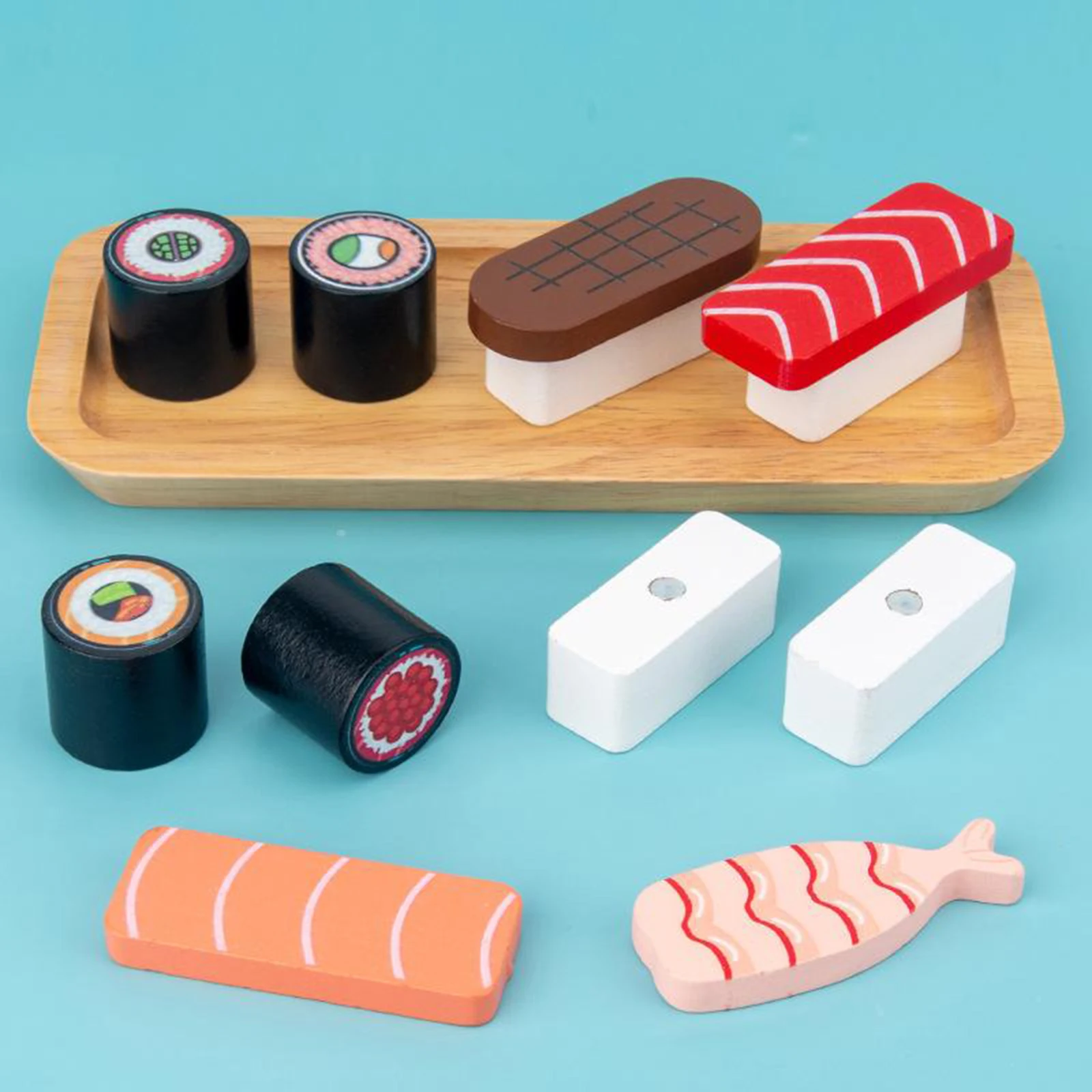 Wooden Sushi Set play food sets for kids kitchen Play Toys Kitchen Role Pretend 