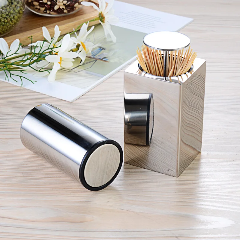 Push-type toothpick holder 304 stainless steel portable toothpick jar automatically pops up Storage Seasoning box
