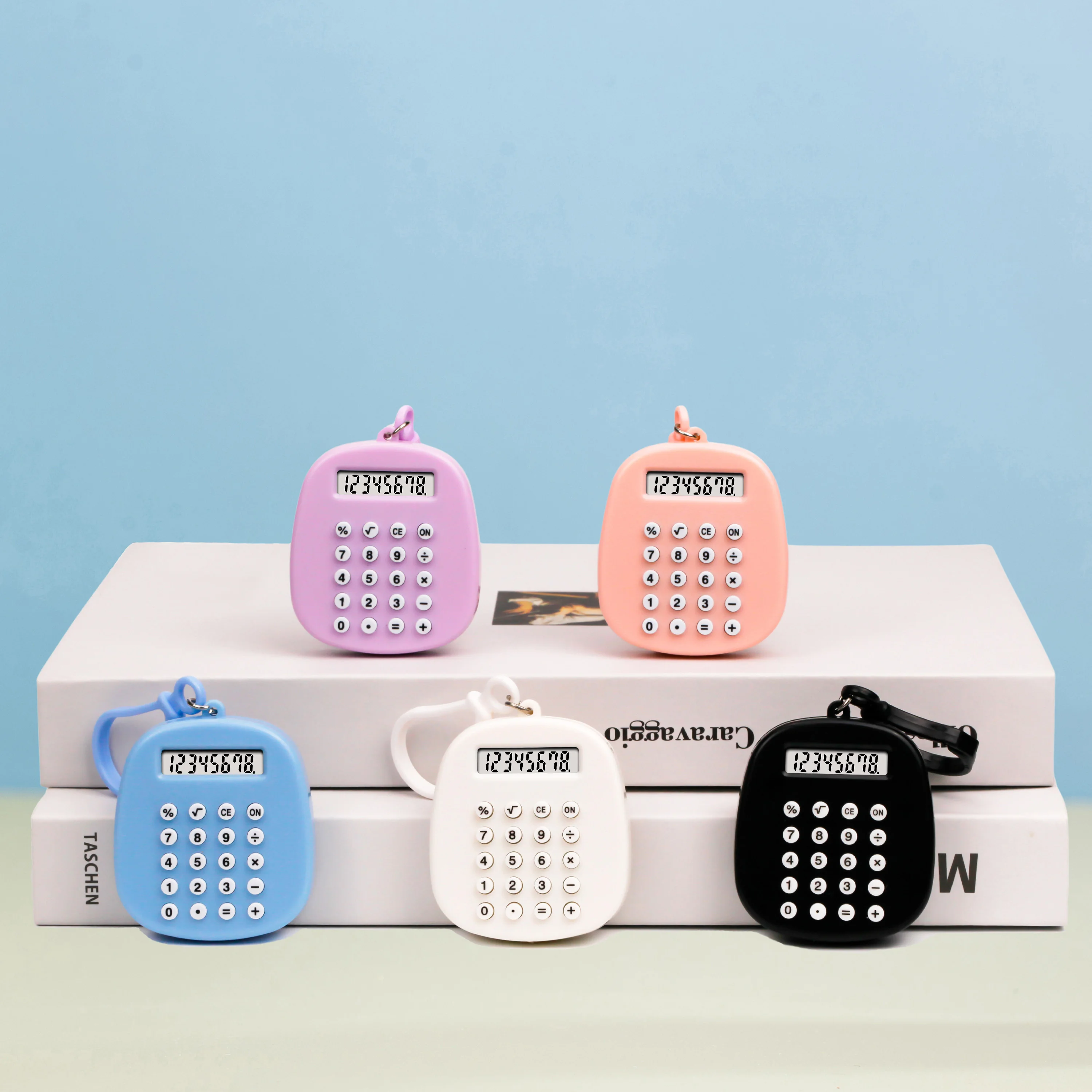 Wholesale customized mini gift calculator with maze toys and keychain for children's portable small calculator