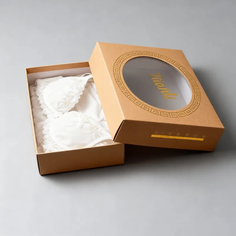 Best Selling Kraft Base and Lid Box Lingerie Soy Ink Popular Eco-Friendly Panties Paper Box High End Recyclable Underwear Box