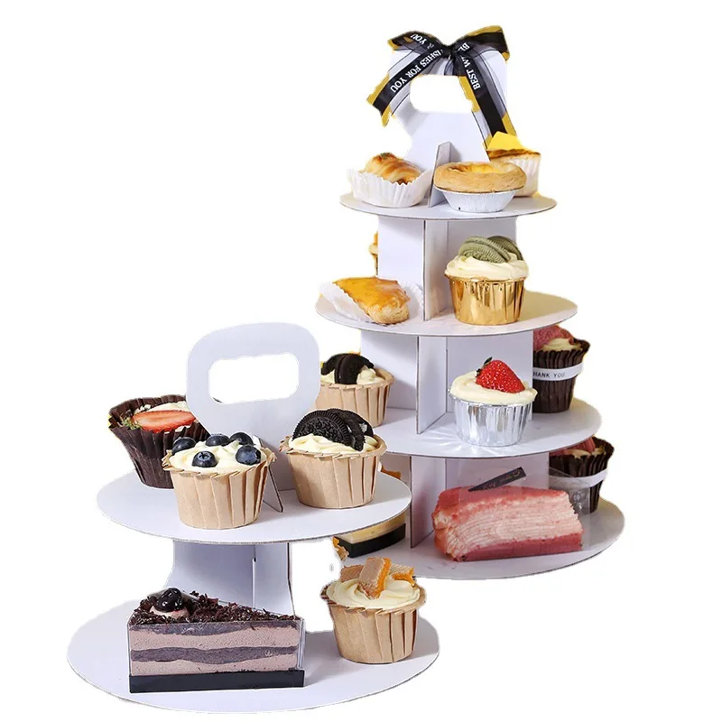 Multi-layer Cupcake Stand Dessert Cake Stand Portable Dessert Stand Birthday Party Afternoon Tea and Cake 3 Tier Pyramid Box