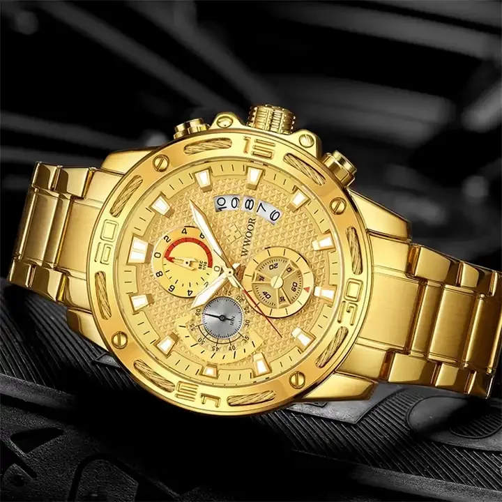 WWOOR 8879 Gold Quartz Watches - Men's Luxury Timepieces