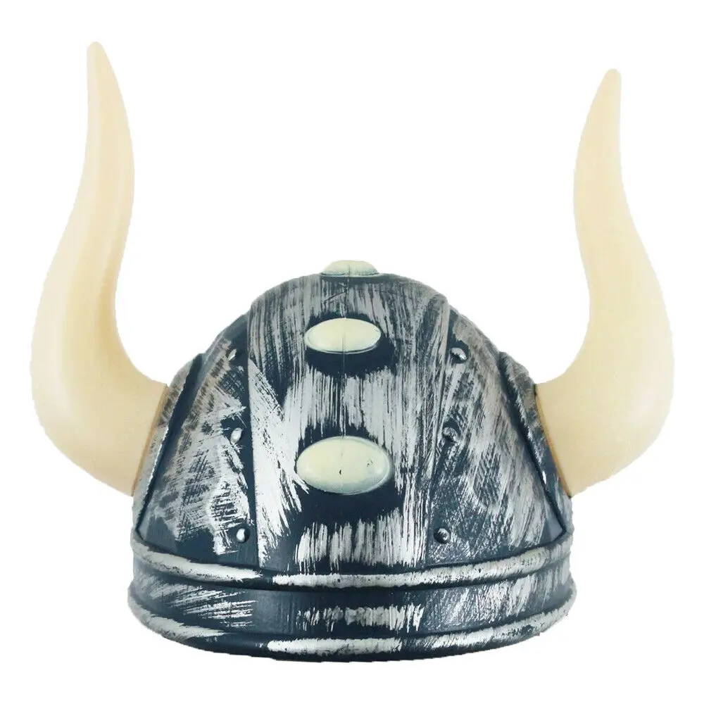 Medieval Viking Warrior Horns Black Helmet Fancy Dress Costume Hat Accesory  Play