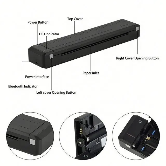 Mini Portable Mobile Printer HPRT MT800 A4 Paper Size Large Capacity Battery USB Home Business Mobile Printer by Ribbon