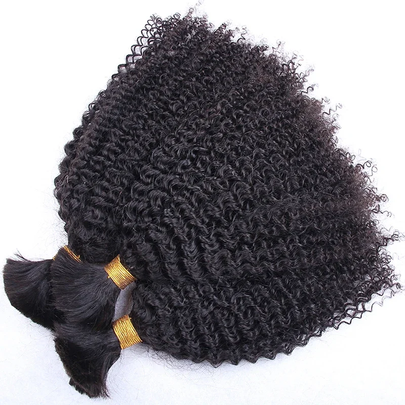 Mongolian Afro Kinky Curly Hair Bundles Braiding Bulk No Weft Long Human Remy Extensions_voghion.com