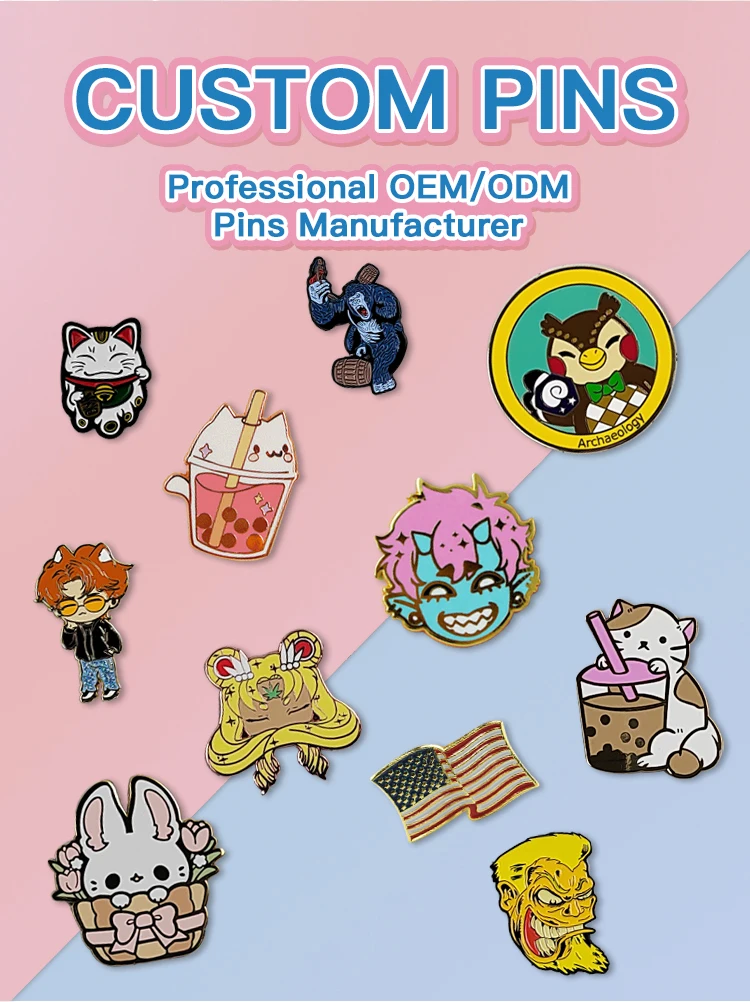 Custom Metal Logo Anime Hard Soft Enamel Pin Back Lapel Pins Backing Card With Opp Bag