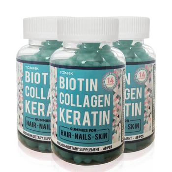 OEM Customize Vegan Biotin Collagen Keratin Gummies Dietary Supplement for Hair Nail Skin Health